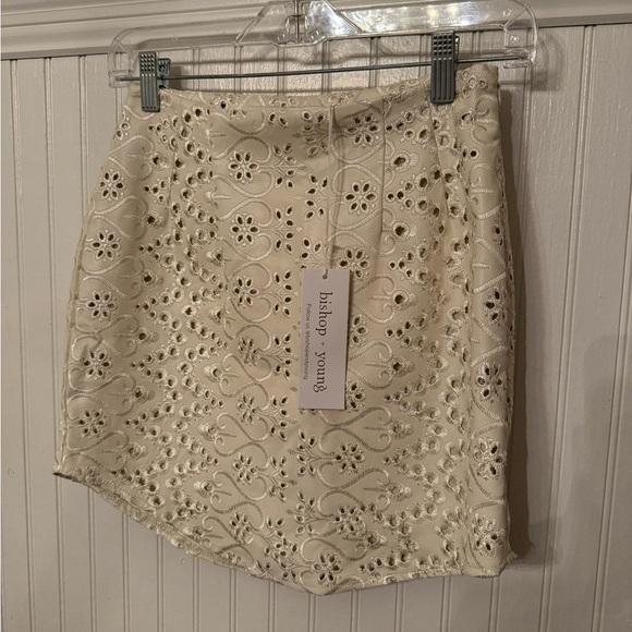 NWT Bishop + Young Eyelet faux leather small mini skirt - Picture 1 of 5